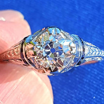Earth mined Diamond Sapphire Deco Engagement Ring Platinum Filigree Solitaire 8 - $11,870.25