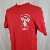 Vintage 1993 Triathlon Race Official T-Shirt XL Crew Red Single Stitch B... - $21.99