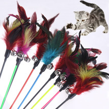 Cat Toys Random Color Make A Cat Stick Feather Black Coloured Pole - £2.78 GBP