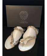 Vince Camuto Inaya Gold Leaf Jeweled Leather Toe-loop Slip-On Sandal $149 - £31.96 GBP