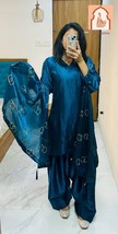 &quot;Blue Farsi Salwar Suit in Silk Fabric with Embroidered Dupatta ethnic w... - $45.00
