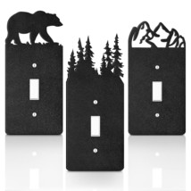 3 Pieces Metal Bear Toggle Light Switch Wall Plate Black Light Switch Cover Bear - £17.19 GBP