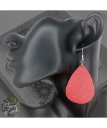 Womens Red Embossed Faux Leather Teardrop Shaped Dangle French Hook Earr... - $8.00