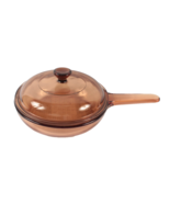 Visions Corning Ware 7&quot; Waffle Bottom Skillet Pan w/Lid Amber Brown Fran... - $22.99