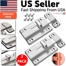 2Pcs Stainless Steel Latch Sliding Silver Doors Lock Keyless Door Bolt f... - $35.94+
