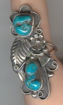 Free-form Turquoise Cabochons and Sterling Silver set in signed size 7 1/4 Ring - £71.77 GBP