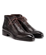 Paul Parkman Mens Shoes Ankle Boots Brown Leather Floater Handmade 793BRW82 - $599.99