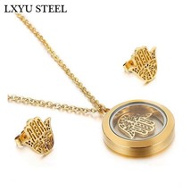 Pendant Necklaces Earrings Set Stainless Steel Hamsa Hand Jewelry Sets For Women - £23.54 GBP