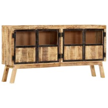 Sideboard Brown and Black 160x30x80 cm Solid Rough Mango Wood - £251.53 GBP
