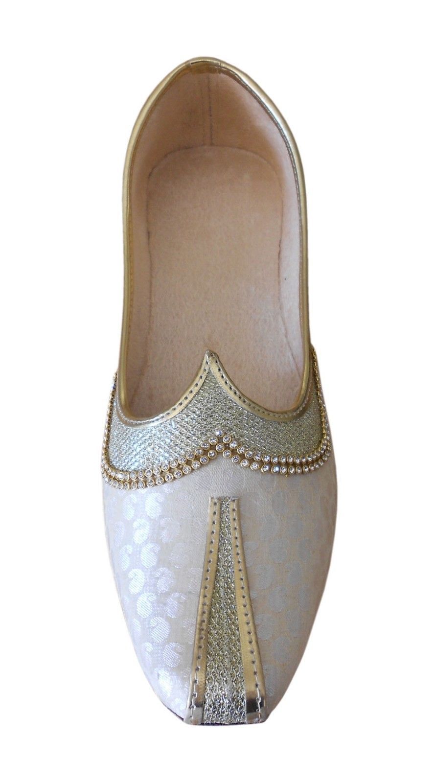 Men Shoes Indian Handmade Mojari Wedding Loafers Punjabi Cream Jutti Flat US 7  - £44.22 GBP