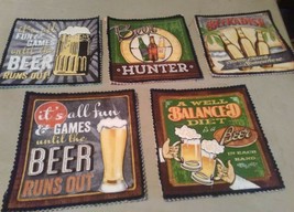 4pc beer fabric coasters quilted handmade mug glass draft craft bar  - £3.96 GBP