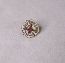 VINTAGE 10 YEARS SERVICE FIREMAN LABEL BADGE PIN - £5.42 GBP