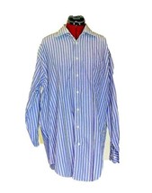 Nautica Shirt Blue Men Striped Size 16 1/2 Button Front Long Sleeve - £19.49 GBP