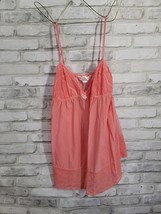 y2k Victoria’s Secret Coral Pink Sheer Lace Camisole Coquette Dainty Siz... - $24.99