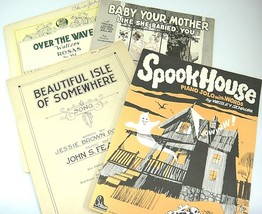 Vintage Sheet Music Lot 4 Over Waves Baby Your Mother Spook House Beautiful Isle - £7.42 GBP