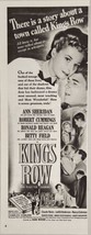 1942 Magazine Movie Ad &quot;Kings Row&quot; Starring Ronald Reagan &amp; Ann Sheridan - £12.93 GBP