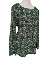 NWT Max Studio Tunic Blouse Size M Green Floral Crinkle Boho Cottagecore... - $29.77 CAD