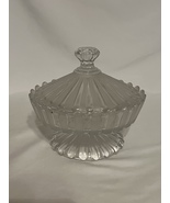 Bakewell Pears Black Glass Co Frosted Ribbon Pattern Compote Candy Dish With Lid - £39.27 GBP