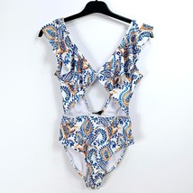 In The Style - NEW - Billie Faiers White Paisley Frill Detail Swimsuit -... - $18.85