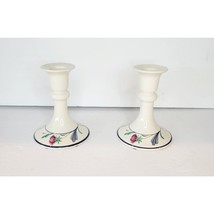 Lenox Poppies On Blue Candle Holders Set of 2 (For Taper Candles) Vintage - $17.28