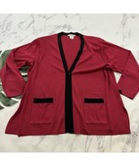 Exclusively Misook Womens Cardigan Sweater Plus Size 3x Dark Pink Black ... - $34.64