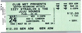 Izzy Stradlin Concert Ticket Stub March 24 1993 Harrisburg Pennsylvania - $24.74