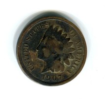 1907 Indian Head Penny United States Small Cent Antique Circulated Coin 03714 - £4.15 GBP