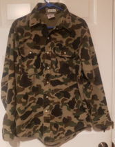 Vtg 80s Prentiss Outdoors Camo Flannel Shirt Chamois Cloth Long Sleeve Sz Large - £19.15 GBP