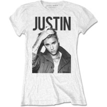 Ladies Justin Bieber Grey Portrait Official Tee T-Shirt Womens Girls - $31.92