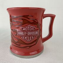 Harley Davidson Mug Cup Sculpted Raised Duo Flames Shield Logo Red - $14.00
