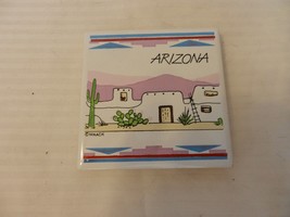 Arizona Ceramic Tile or Trivet With Southwestern Pueblo House &amp; Cactus - $28.50