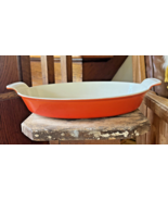 Le Creuset Vintage #28 Flame Orange Enameled Cast Iron Casserole Bake Dish - £56.02 GBP