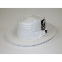 Men Bruno Capelo Braid Straw Style Spring Hat Wide Brim GAMBLER GAMS201 White image 3