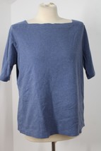 LL Bean XL Blue Square Neck Short Sleeve Top Shirt - £16.70 GBP