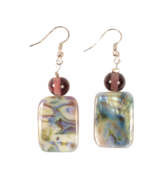Handmade Polished Shell and Glass Bead Earrings French Wire Silverplate ... - €8,61 EUR