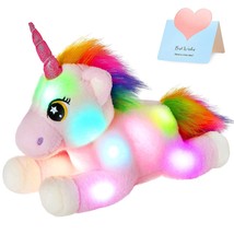 Bstaofy Light up Unicorn Stuffed Animals Glow Adorable Plush LED Toys with Rainb - £43.45 GBP