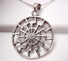 Aztec Calendar Style Necklace Sterling Silver Corona Sun Jewelry - £19.10 GBP