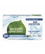 Seventh Generation Fabric Softener Sheets, Free &amp; Clear, 80 count (Packa... - $16.57