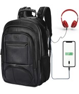 Laptop Backpack, Waterproof Leather, Travel Daypack School Bookbag - £31.59 GBP