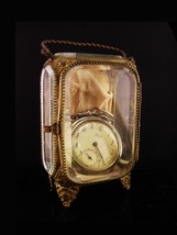 Antique watch casket - beveled glass Box - Wedding Jewelry Casket - brass footed - £260.59 GBP