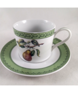 Andrea By Sadek Winterthur Cup &amp; Saucer n Porcelain green trim w Pears - $353.64 MXN