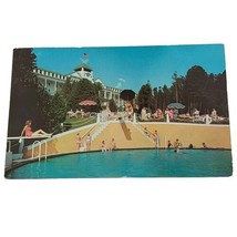 Mackinac Island Michigan Pool &amp; Grand Hotel Vintage Postcard posted 2 Cent Stamp - £2.14 GBP