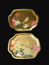 Small Elite SONGBIRD Cocktail TRAYS 6 Pc + 1Xtra Gold Pink White Dogwood England - £17.94 GBP