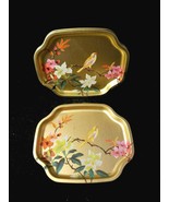 Small Elite SONGBIRD Cocktail TRAYS 6 Pc + 1Xtra Gold Pink White Dogwood... - £18.04 GBP