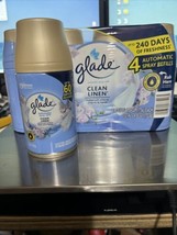 5 Glade Automatic Spray Air Freshener Refills 6.2 Ounce Cans Clean Linen - £27.12 GBP