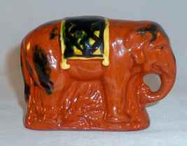 1995 Glazed Redware Figurine Elephant Standing Blanket on Back Breininger Potter - £92.03 GBP