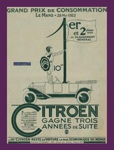 1922 Citroën 10 Hp Torpedo 4-Places Large Vintage PART-COLOR Ad - France -GREAT! - £17.01 GBP