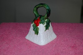Vintage Lefton China Christmas Bell 1970-71 6053 Holly &amp; Berries Made in Japan - £11.84 GBP