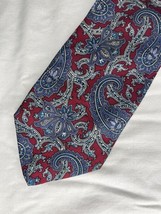 Vintage Jos A Bank Repp Tie Red Blue Paisley All Silk USA Made - $372.49 MXN