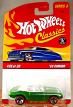 2006 Hot Wheels Classics Series 3 26/30 &#39;69 CAMARO Green Variant w/Red Line 5 Sp - £10.54 GBP